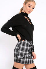 Black Lace up Jumper - Deena-Jumper