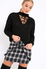 Black Lace up Jumper - Deena-Jumper