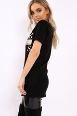 Black L'amour Paris Rose Slogan T-shirt - Marissa-T-shirt