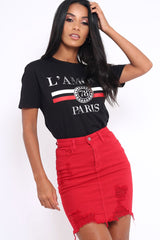 Black L'amour Paris Slogan T-shirt - Juli-Tops