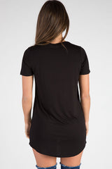 Black Laser Cut Eagle Graphic T Shirt Dress - Lola-Dresses