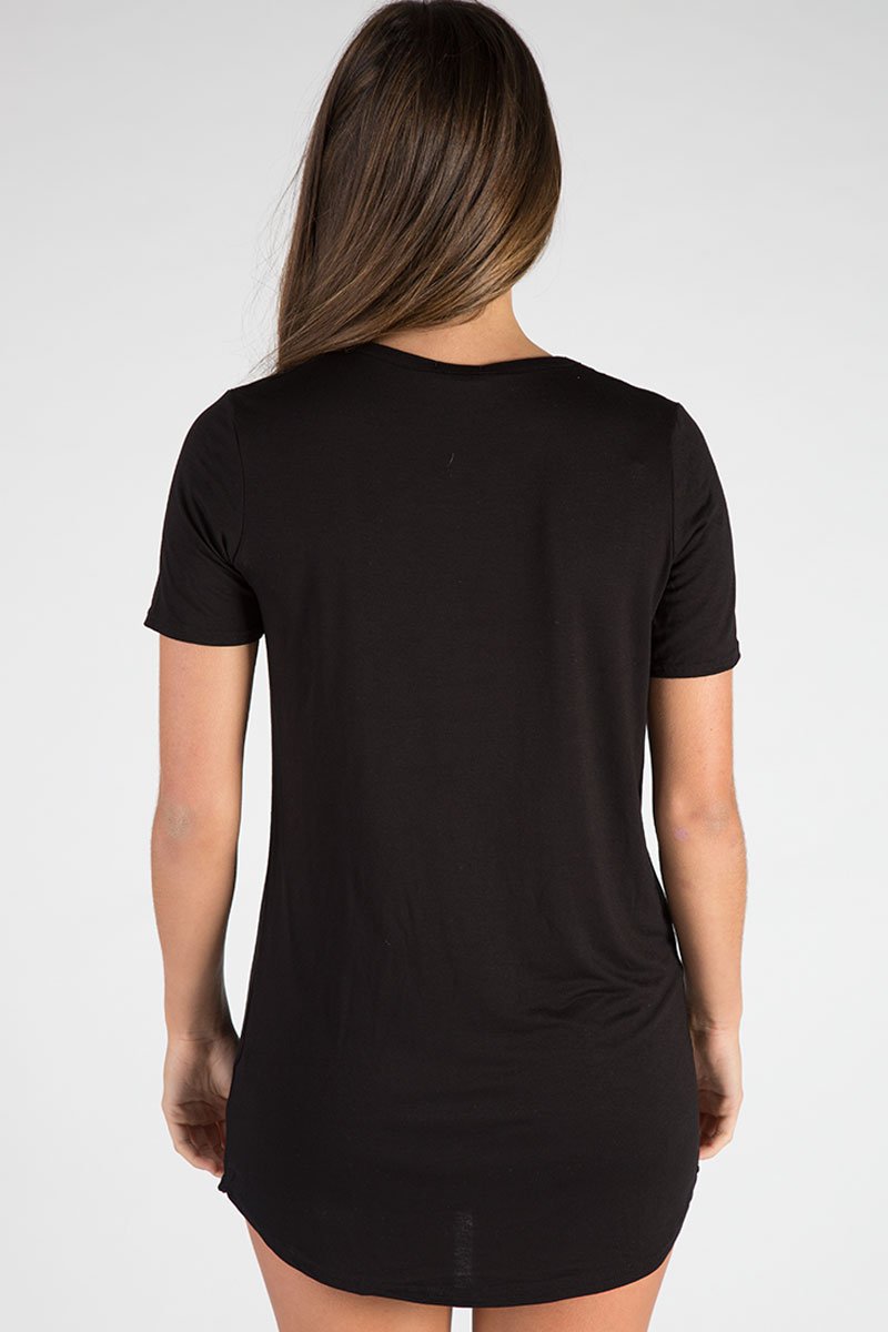 Black Laser Cut Tie Dye T Shirt Dress - Imogen-Dresses