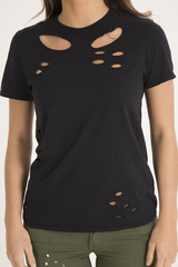 Black Laser Cut Top - Lacey-Tops