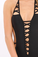 Black Lattice Cut Out Swimsuit - Anika-Swimsuits