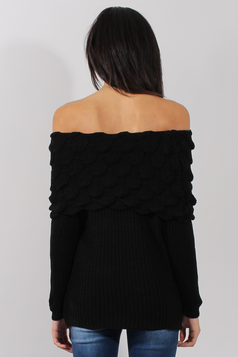 Black Layer Bardot Jumper- Sammie-Jumper