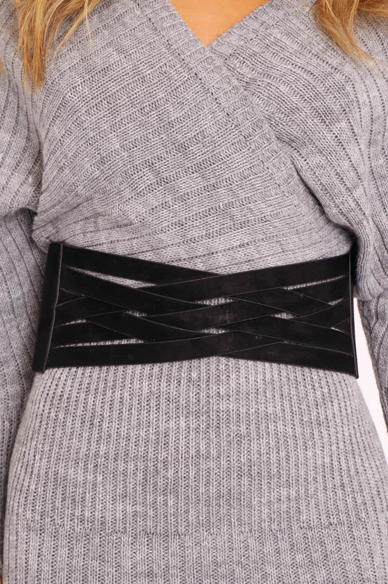 Black Layered Suedette Waist Belt - Jwana-Jewellery