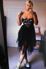 Black Layered Tulle Midi Skirt - Laveta-Skirts