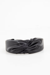 Black Leather Knotted Headband - Adair-Hair