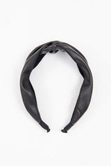 Black Leather Knotted Headband - Adair-Hair