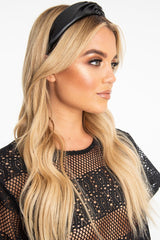 Black Leather Knotted Headband - Adair-Hair