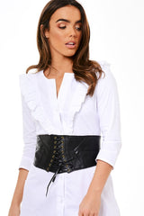 Black Leather Look Corset Belt - Viola-Corset Belts