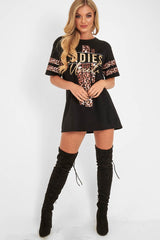 Black Leopard Ladies Unite Slogan T-Shirt - Kayzlee-Tops