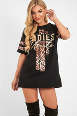 Black Leopard Ladies Unite Slogan T-Shirt - Kayzlee-Tops