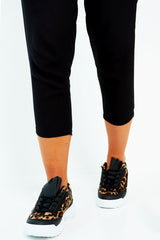 Black Leopard Print Lace Up Sole Detail Trainers - Talitha-Trainers