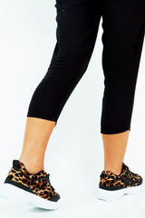 Black Leopard Print Lace Up Sole Detail Trainers - Talitha-Trainers