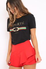 Black Liberte Slogan T-shirt - Eleanor-Tops