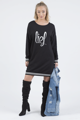 Black Lies Slogan Jumper Dress - Ellie-Jumper