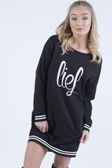 Black Lies Slogan Jumper Dress - Ellie-Jumper
