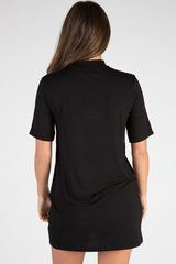 Black Live Fast Choker Neck T-shirt Dress - Chloe-Dresses