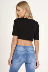 Black Live Forever Slogan Crop Top - Robyn-Crop Tops