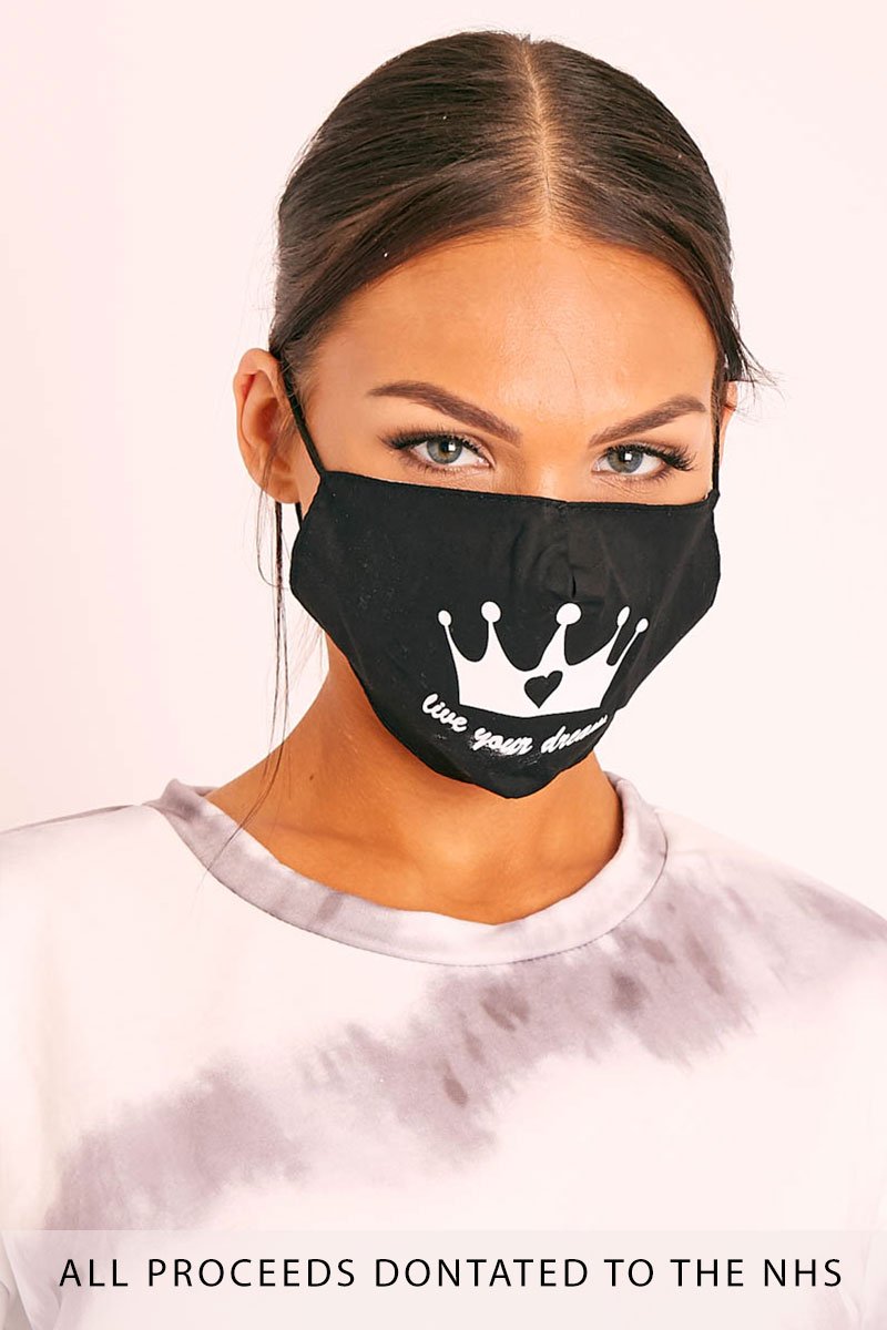 Black Live Your Dream Slogan Face Mask - Aalani-Accessories