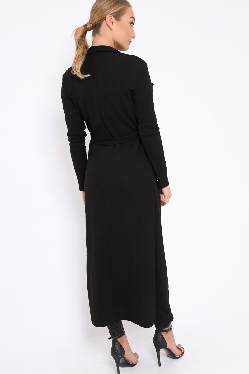 Black Long Duster Jacket - Gigi-Jackets