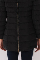 Black Long Quilted Coat with Faux Fur Hood - Calypso-Coats