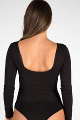 Black Long Sleeved Rockstar Print Bodysuit - Hannah-Bodysuits