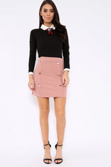 Black Long Sleeved Striped Bow Bodysuit - Lashay-Bodysuits