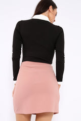 Black Long Sleeved Striped Bow Bodysuit - Lashay-Bodysuits