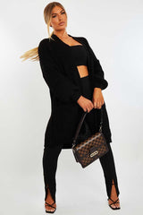 Black Longline Knit Cardigan - Abbie-Cardigans
