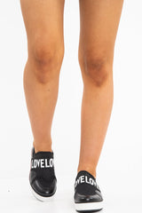 Black Love Slogan Slip On Trainer - Tamra-Trainers