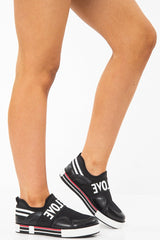 Black Love Slogan Slip On Trainer - Tamra-Trainers