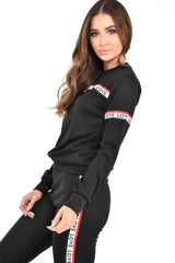 Black Love Slogan Tape Loungewear Set - Kaisy-Loungewear