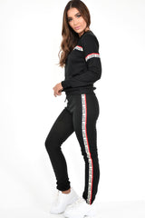 Black Love Slogan Tape Loungewear Set - Kaisy-Loungewear