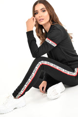 Black Love Slogan Tape Loungewear Set - Kaisy-Loungewear