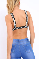 Black 'Love' Slogan Trim Bralet - Cassidy-Bralets