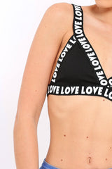 Black 'Love' Slogan Trim Bralet - Cassidy-Bralets