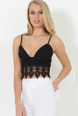 Black Low Cut Crop Top - Marta-Crop Tops