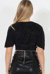 Black Low Cut Crop Top - Taylor-Crop Tops