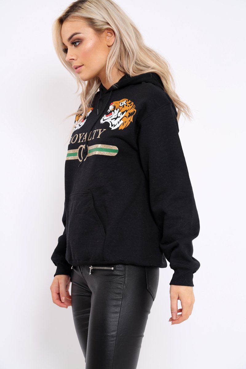 Black Loyalty Tiger Slogan Sweatshirt - Tiffanie-Sweatshirts