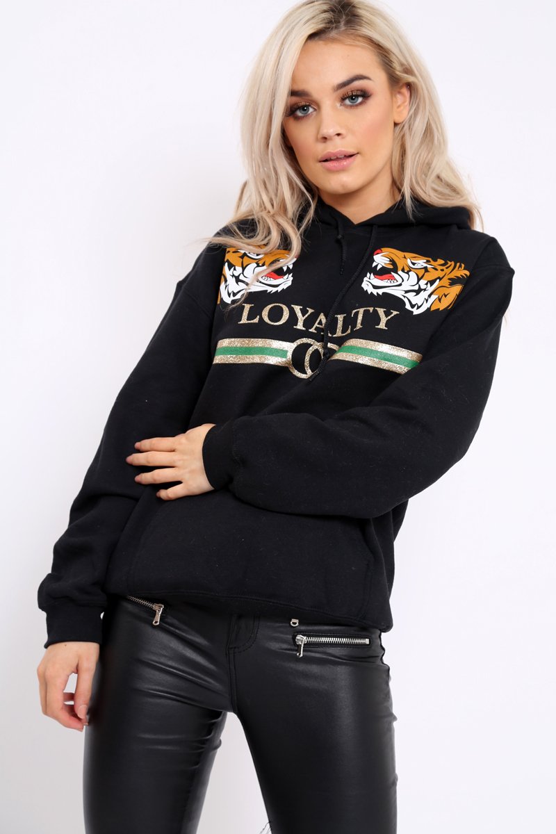 Black Loyalty Tiger Slogan Sweatshirt - Tiffanie-Sweatshirts