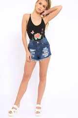 Black Lucky Lace Up Bodysuit - Janessa-Bodysuits