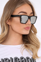 Black Matt Mirrored Wayfarer Sunglasses - Elva-Sunglasses