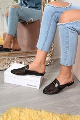Black Mesh Bar Detail Loafers - Zafira-Flats