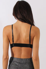 Black Mesh Double Strap Applique Bralet - Holly-Bralets