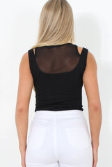 Black Mesh Front Bodysuit - Ava-Bodysuits