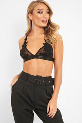 Black Mesh Harness Applique Bralet - Nikyla-Bralets