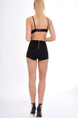 Black Mesh Harness Bralet Red Embroidery - Alina-Bralets