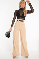 Black Mesh High Neck Long Sleeve Bodysuit - Kimora-Bodysuits